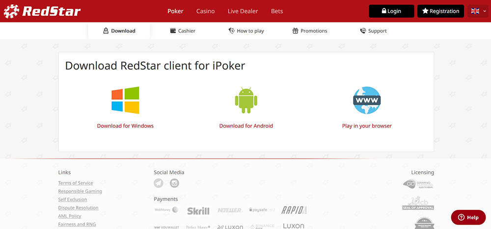 RedStar Poker download apps